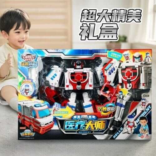 正版 hello carbot 衝鋒戰士 醫生邁迪 醫療大師 變形機器人 兒童玩具 兒童生日禮物 變形玩具車 合體機器人：圖片 8