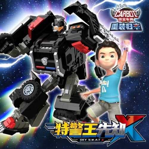 正版 hello carbot 衝鋒戰士 特警飛天X 特警王先知 變形機器人 兒童玩具 兒童生日禮物 變形玩具車：圖片 6