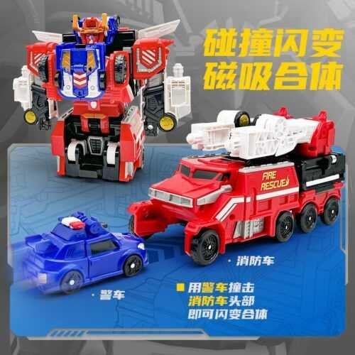 正版 hello carbot 衝鋒戰士 守護先鋒 變形汽車玩具 變形機器人 兒童玩具 生日禮物 變形玩具車 合體機器人：圖片 5