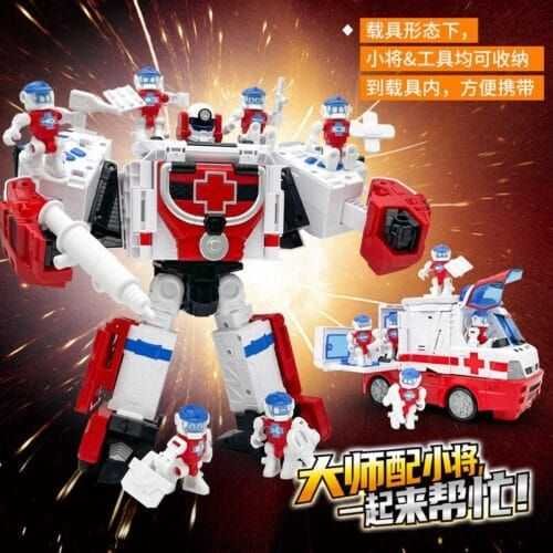 正版 hello carbot 衝鋒戰士 醫生邁迪 醫療大師 變形機器人 兒童玩具 兒童生日禮物 變形玩具車 合體機器人：圖片 4