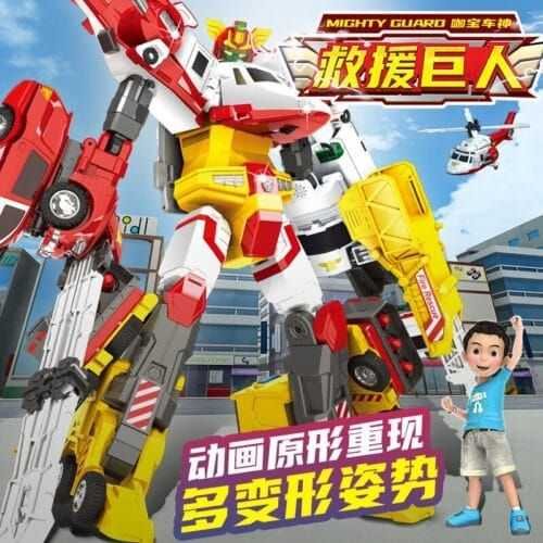 正版 hello carbot 衝鋒戰士 保衛者先鋒 救援巨人 四合體 變形機器人 兒童玩具 兒童生日禮物 變形玩具車：圖片 7