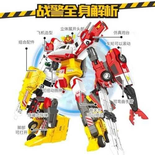 正版 hello carbot 衝鋒戰士 保衛者先鋒 救援巨人 四合體 變形機器人 兒童玩具 兒童生日禮物 變形玩具車：圖片 3
