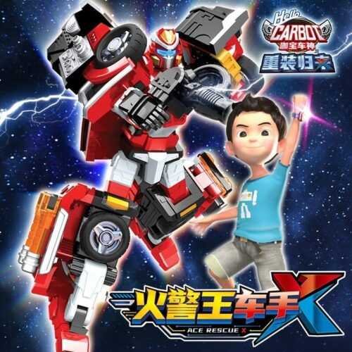 正版 hello carbot 衝鋒戰士 打火艾斯X 火警王車手 變形機器人 兒童玩具 兒童生日禮物 變形玩具車：圖片 6