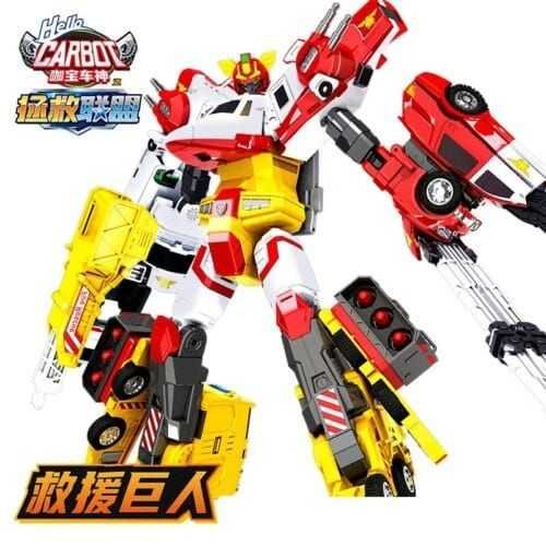 正版 hello carbot 衝鋒戰士 保衛者先鋒 救援巨人 四合體 變形機器人 兒童玩具 兒童生日禮物 變形玩具車：圖片 5