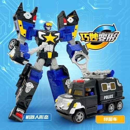 正版 hello carbot 衝鋒戰士 戰警卡普 防暴大師 變形機器人 兒童玩具 兒童生日禮物 變形玩具車 合體機器人：圖片 4