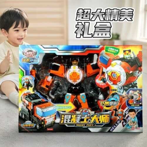 正版 hello carbot 衝鋒戰士 重工帕夫 混凝土大師 變形機器人 兒童玩具 兒童生日禮物 變形玩具車合體機器人：圖片 8